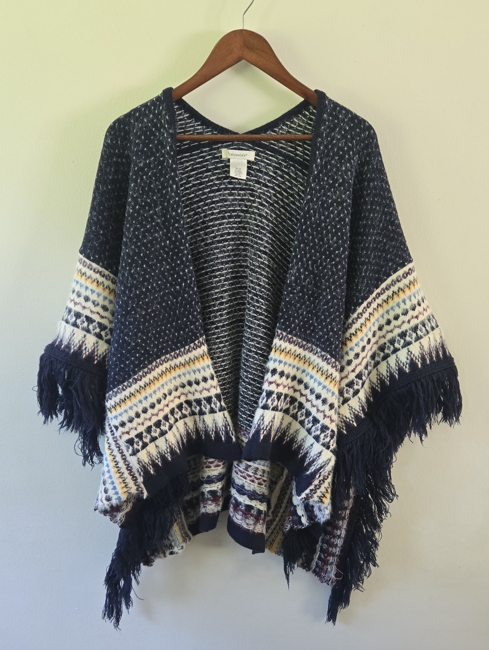 Francesca's Fringe Knit Poncho